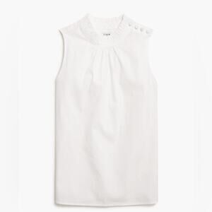 J.Crew Factory Button-ruffleneck top White Size XXL BT838